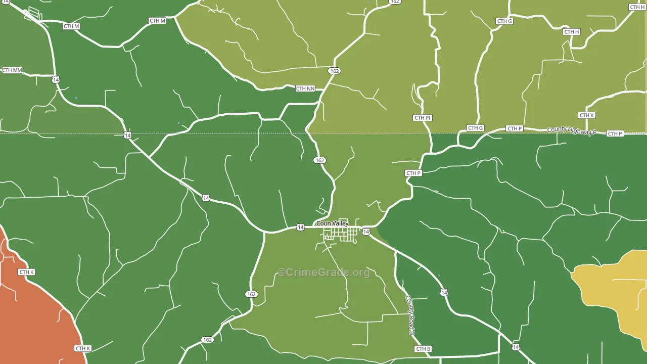 Coon Valley, WI Map of Assault Rates