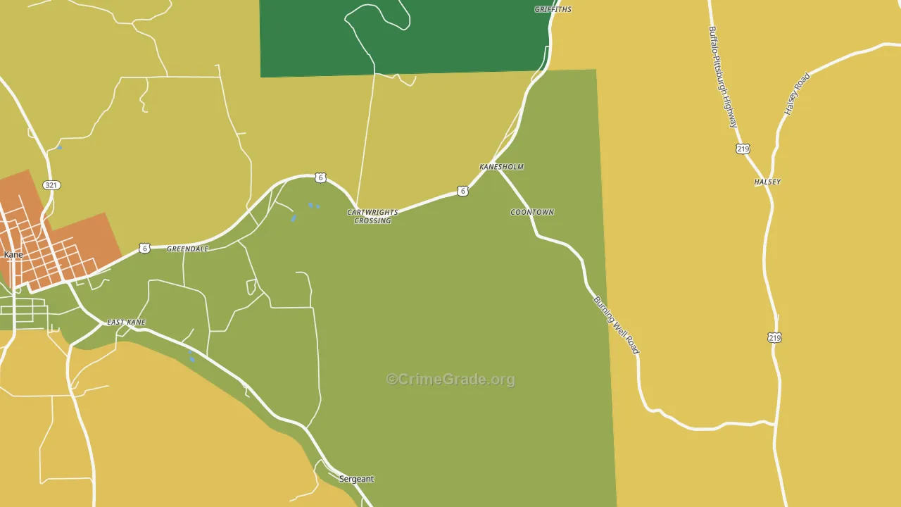 Coontown, PA Map of Assault Rates