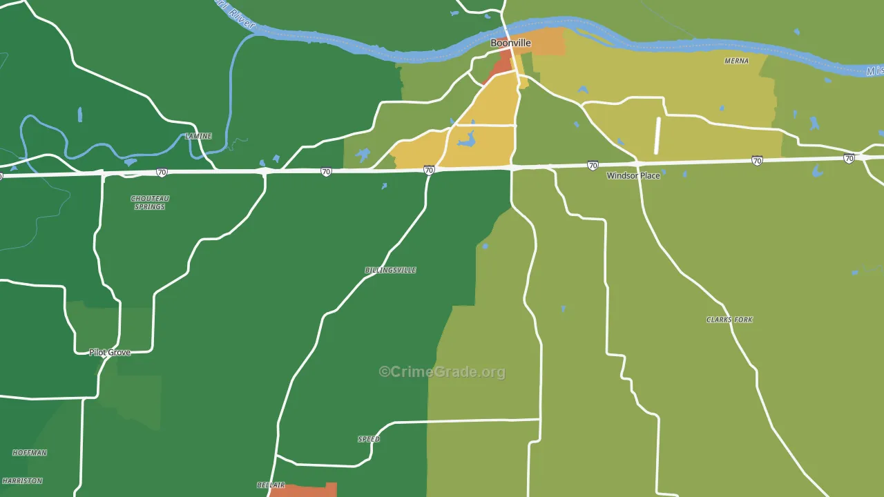 Cooper County, MO Map of Assault Rates