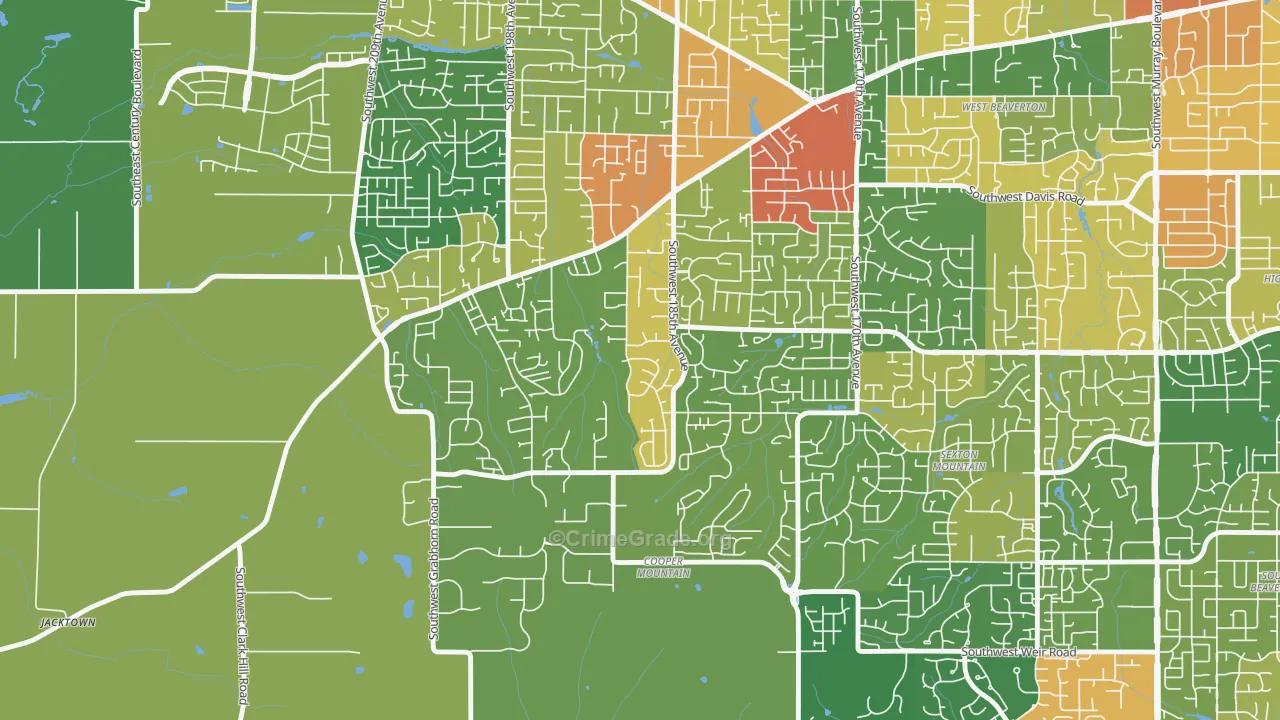 Cooper Mountain Aloha South, Beaverton, OR Map of Assault Rates
