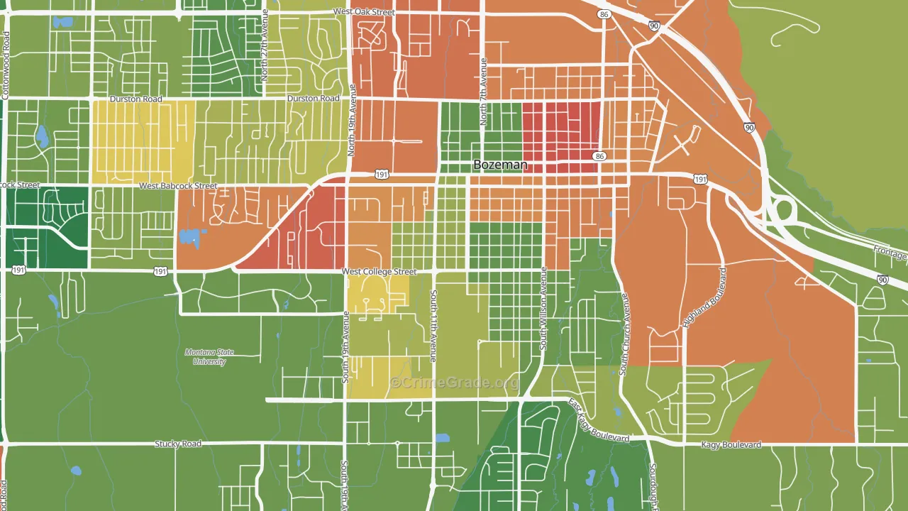 Cooper Park, Bozeman, MT Map of Assault Rates