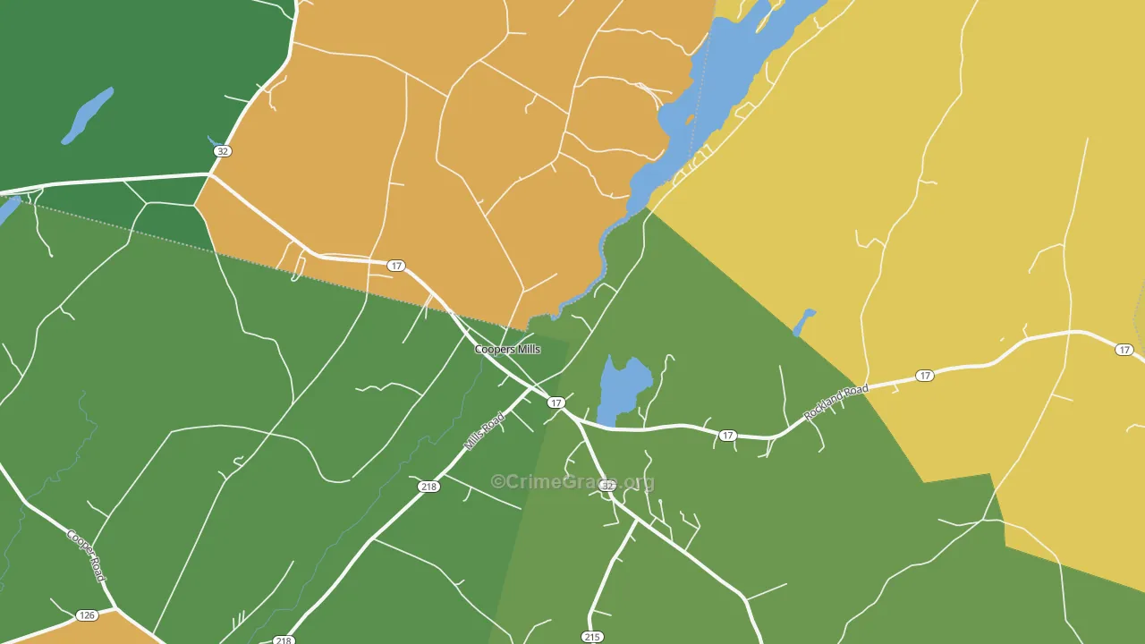 Coopers Mills, ME Map of Assault Rates