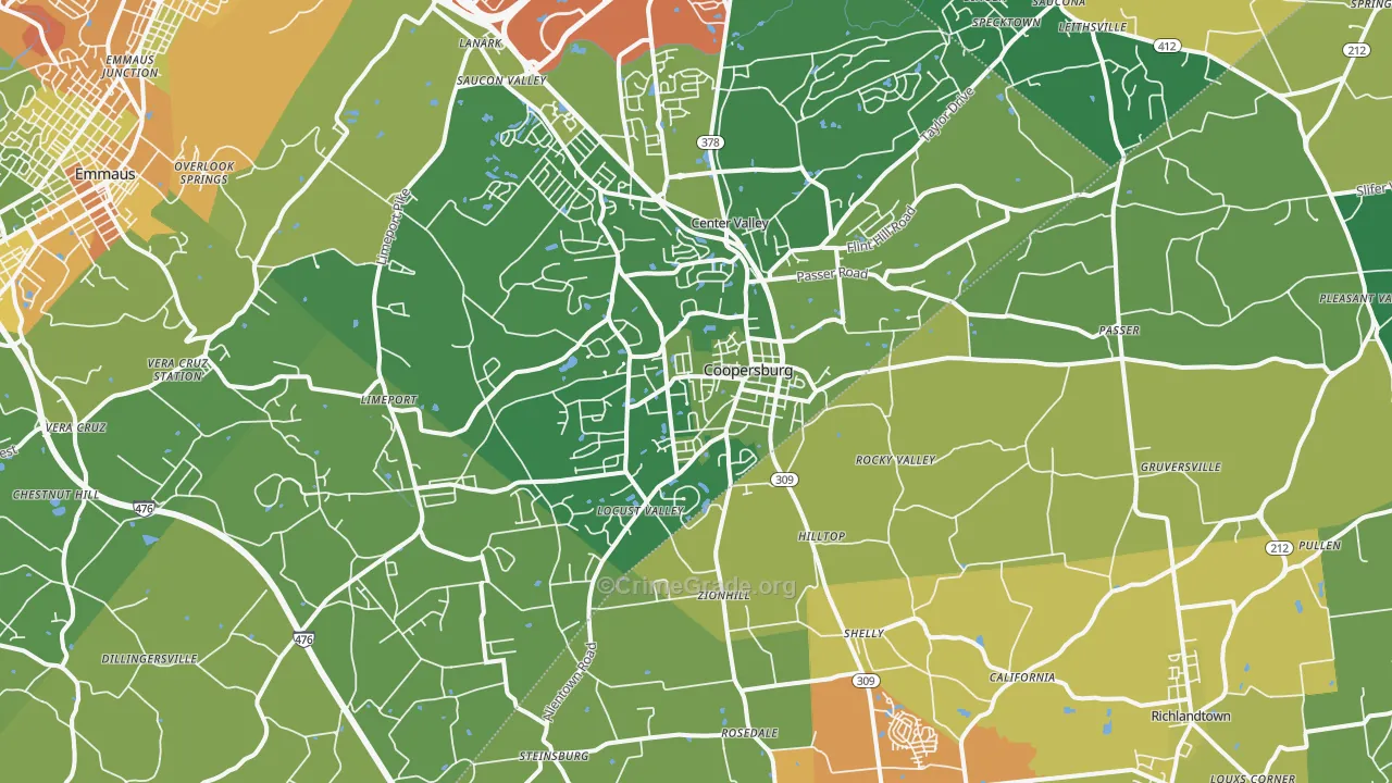 Coopersburg, PA Map of Assault Rates