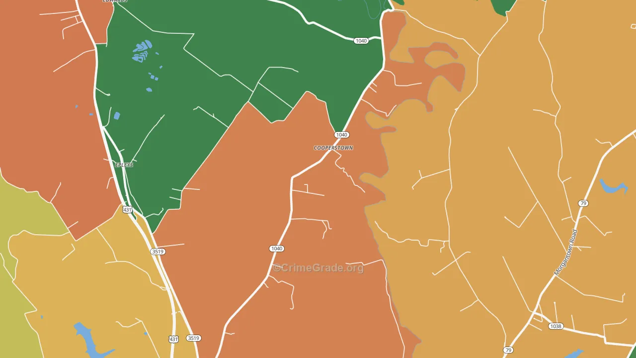 Cooperstown, KY Map of Assault Rates