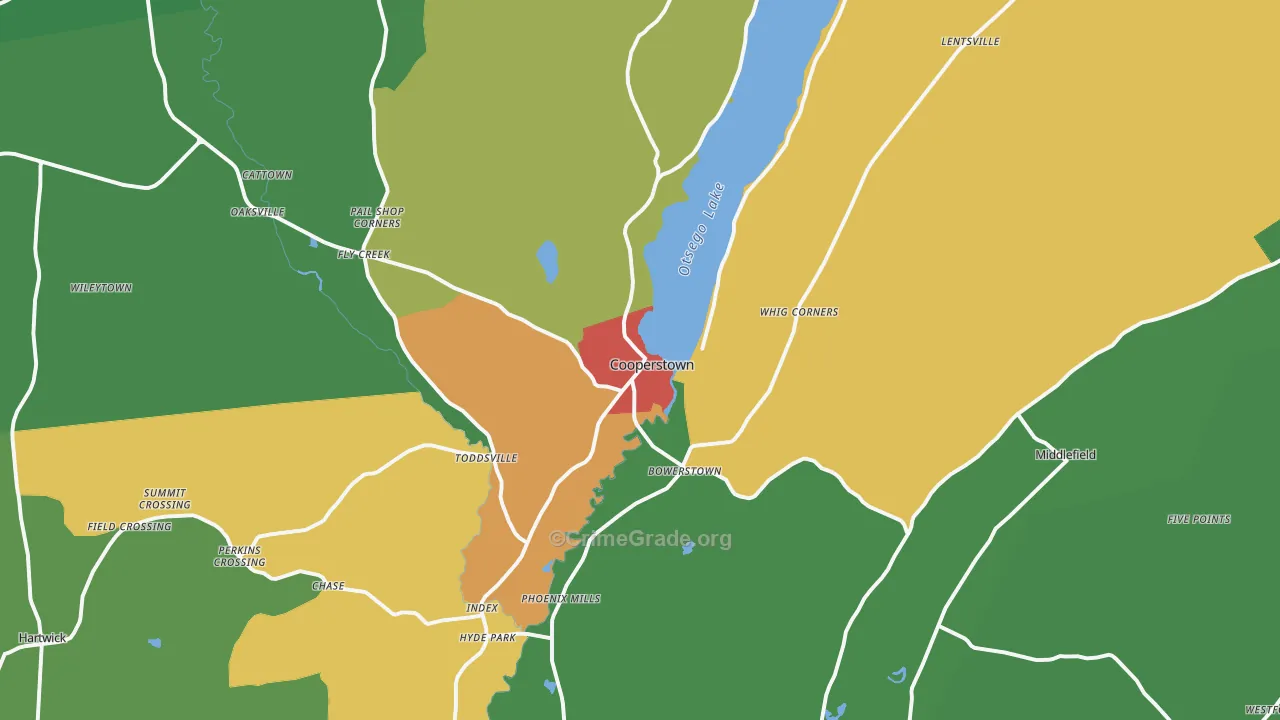 Cooperstown, NY Map of Assault Rates