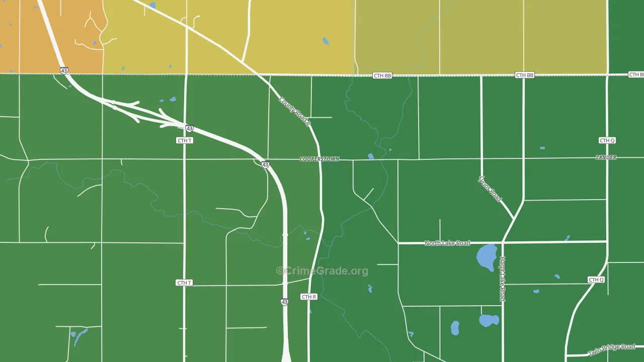 Cooperstown, WI Map of Assault Rates