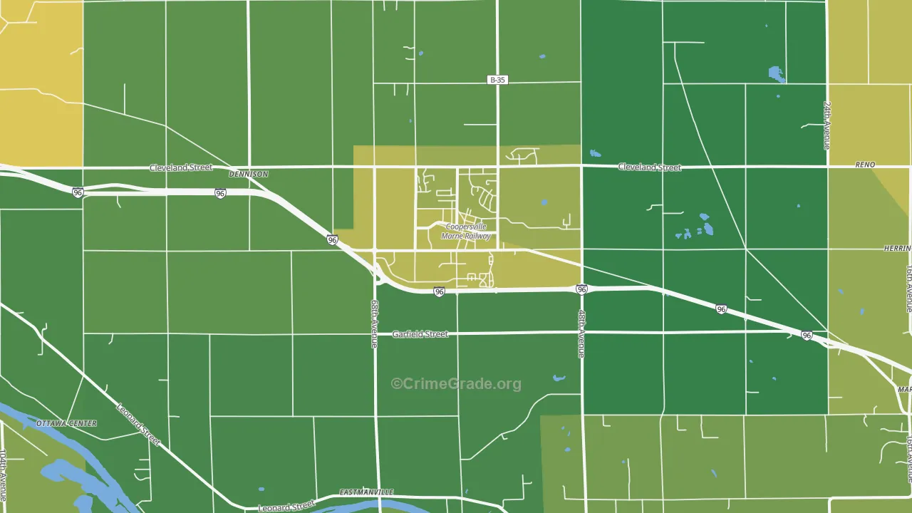 Coopersville, MI Map of Assault Rates