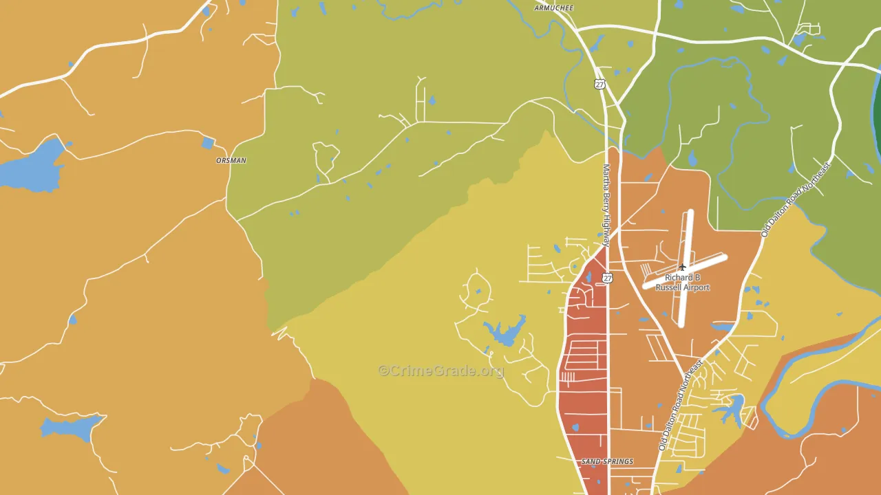 Coosa, GA Map of Assault Rates