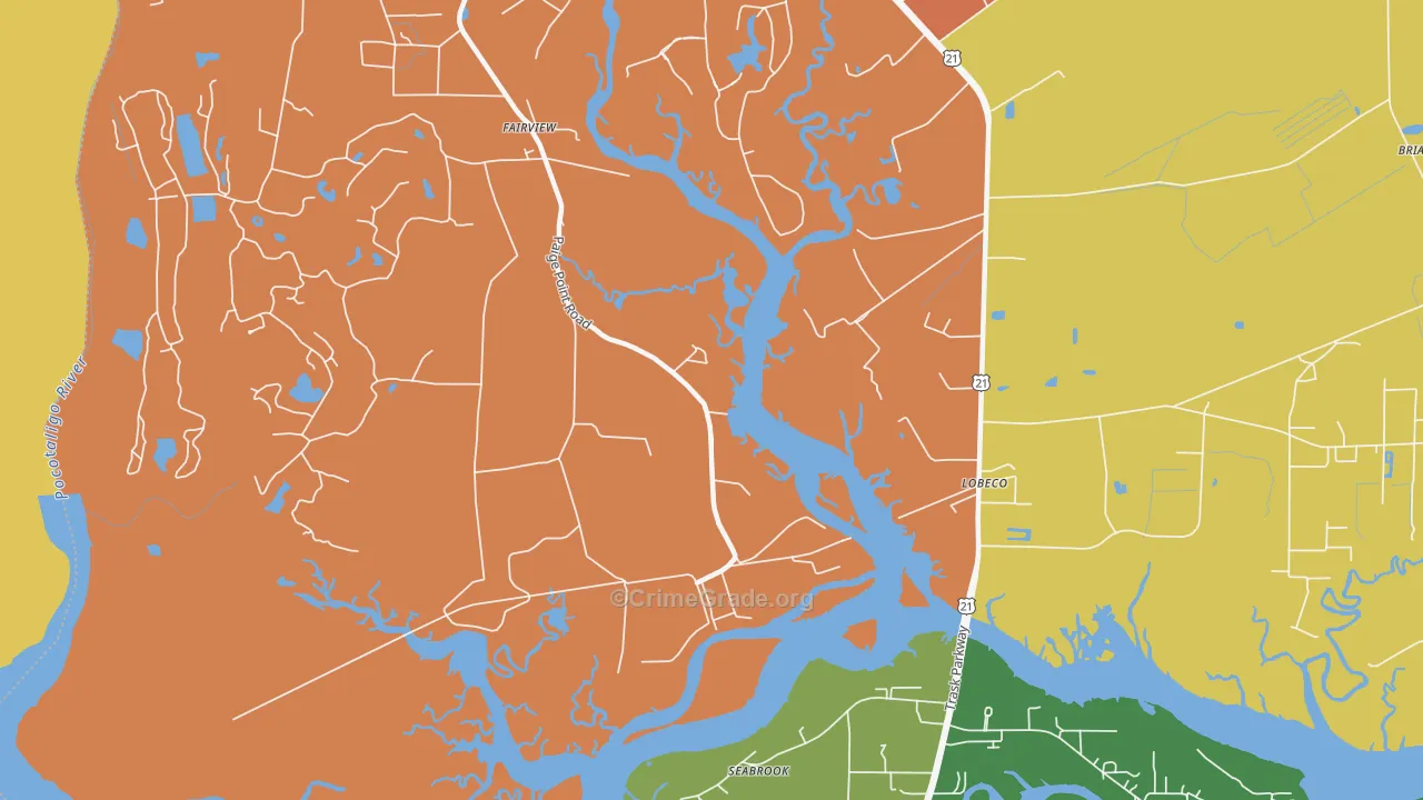 Coosaw, SC Map of Assault Rates