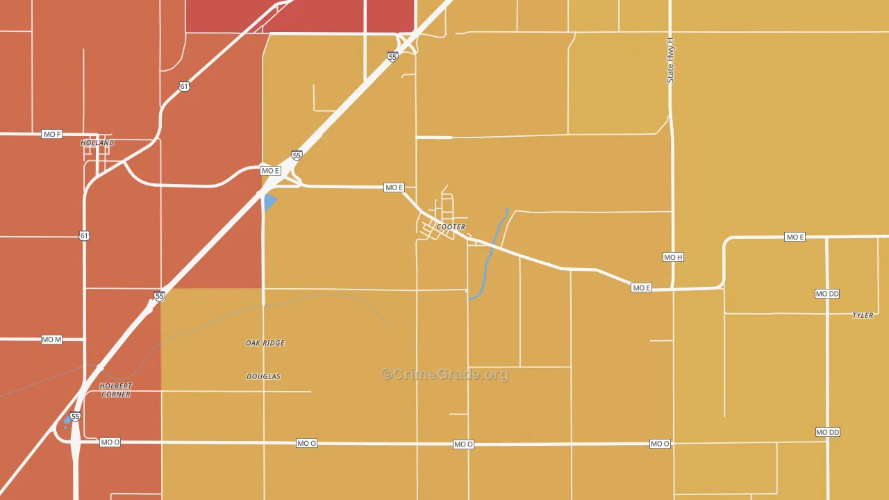 Cooter, MO Map of Assault Rates
