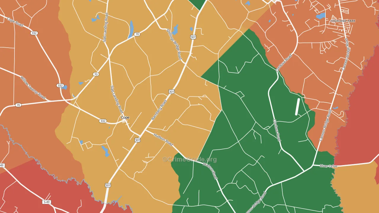 Cope, SC Map of Assault Rates