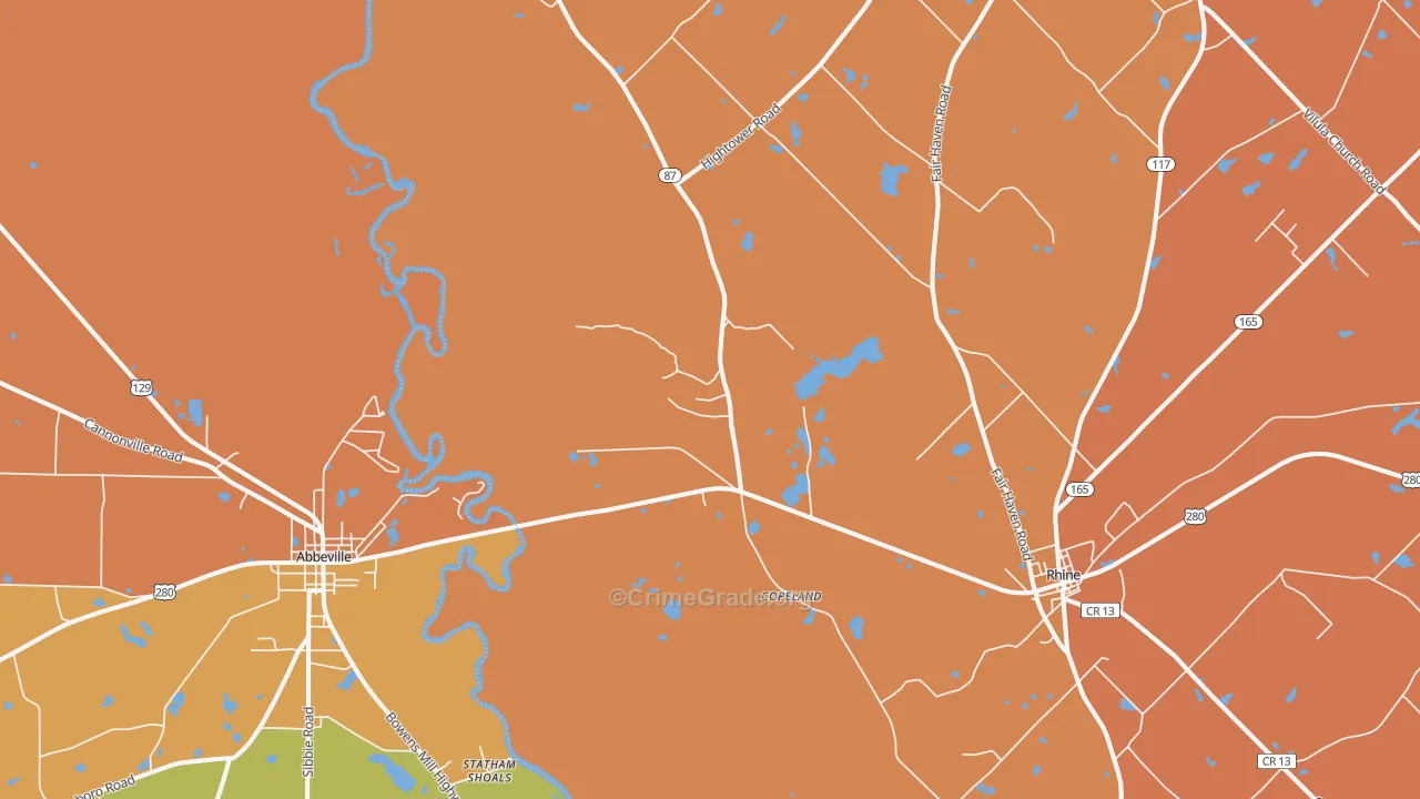 Copeland, GA Map of Assault Rates