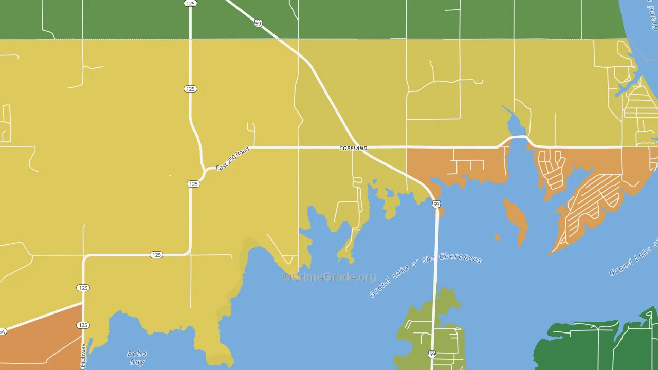 Copeland, OK Map of Assault Rates