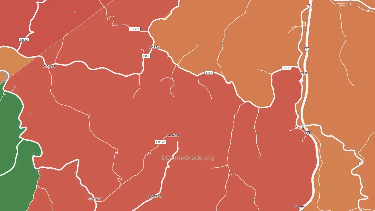 Copen, WV Map of Assault Rates