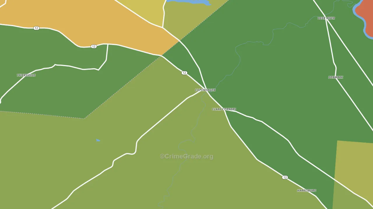 Copenhagen, NY Map of Assault Rates