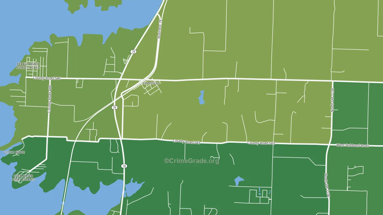 Copeville, TX Map of Assault Rates