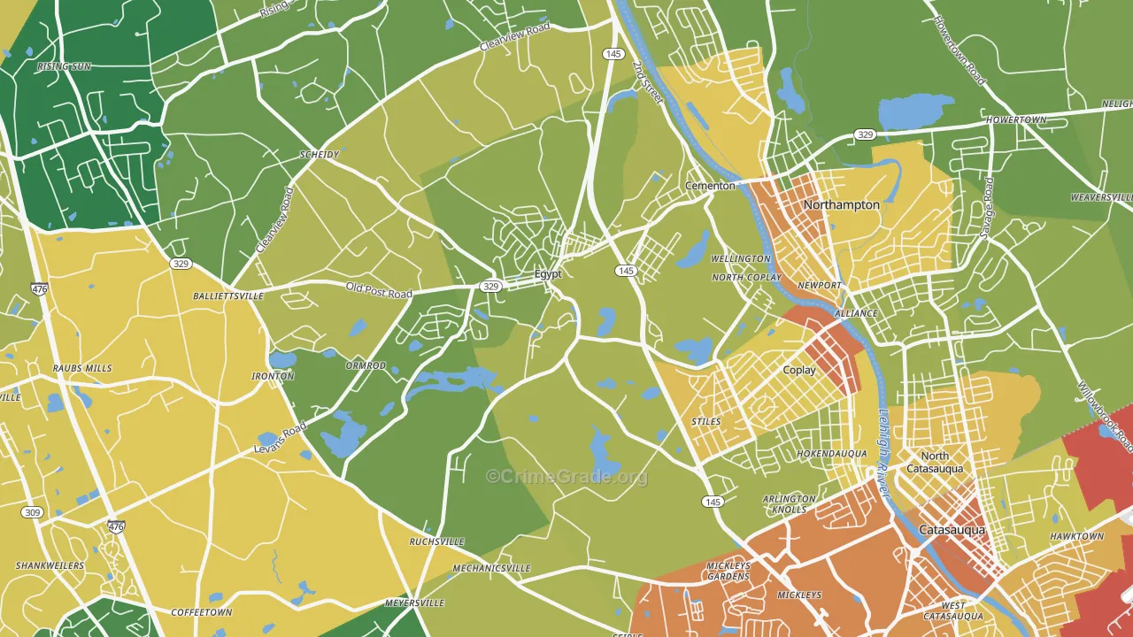 Coplay, PA Map of Assault Rates