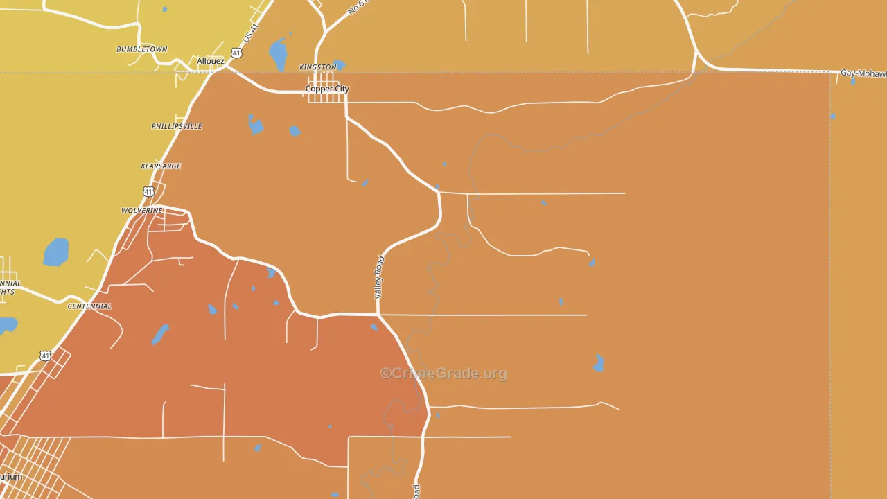 Copper City, MI Map of Assault Rates