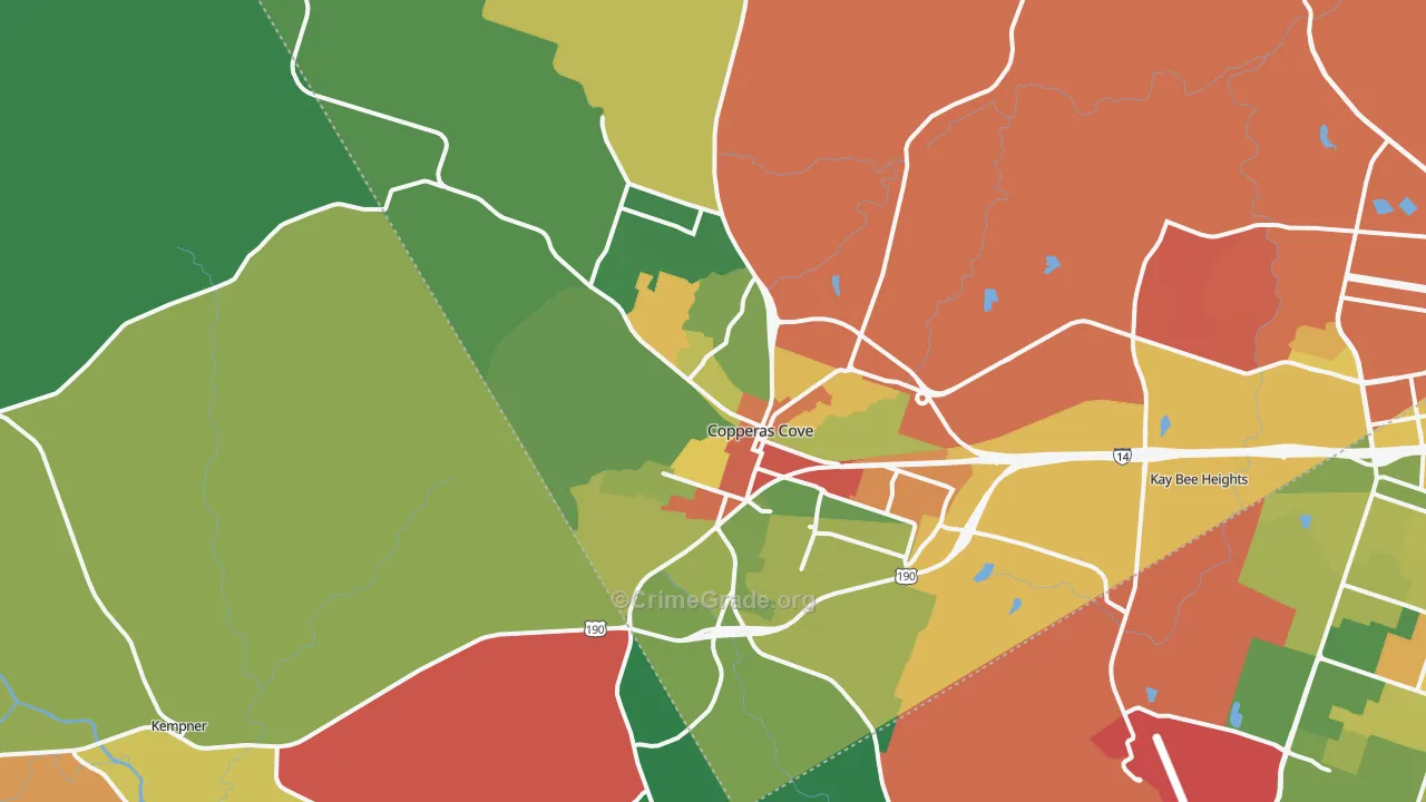 Copperas Cove, TX Map of Assault Rates