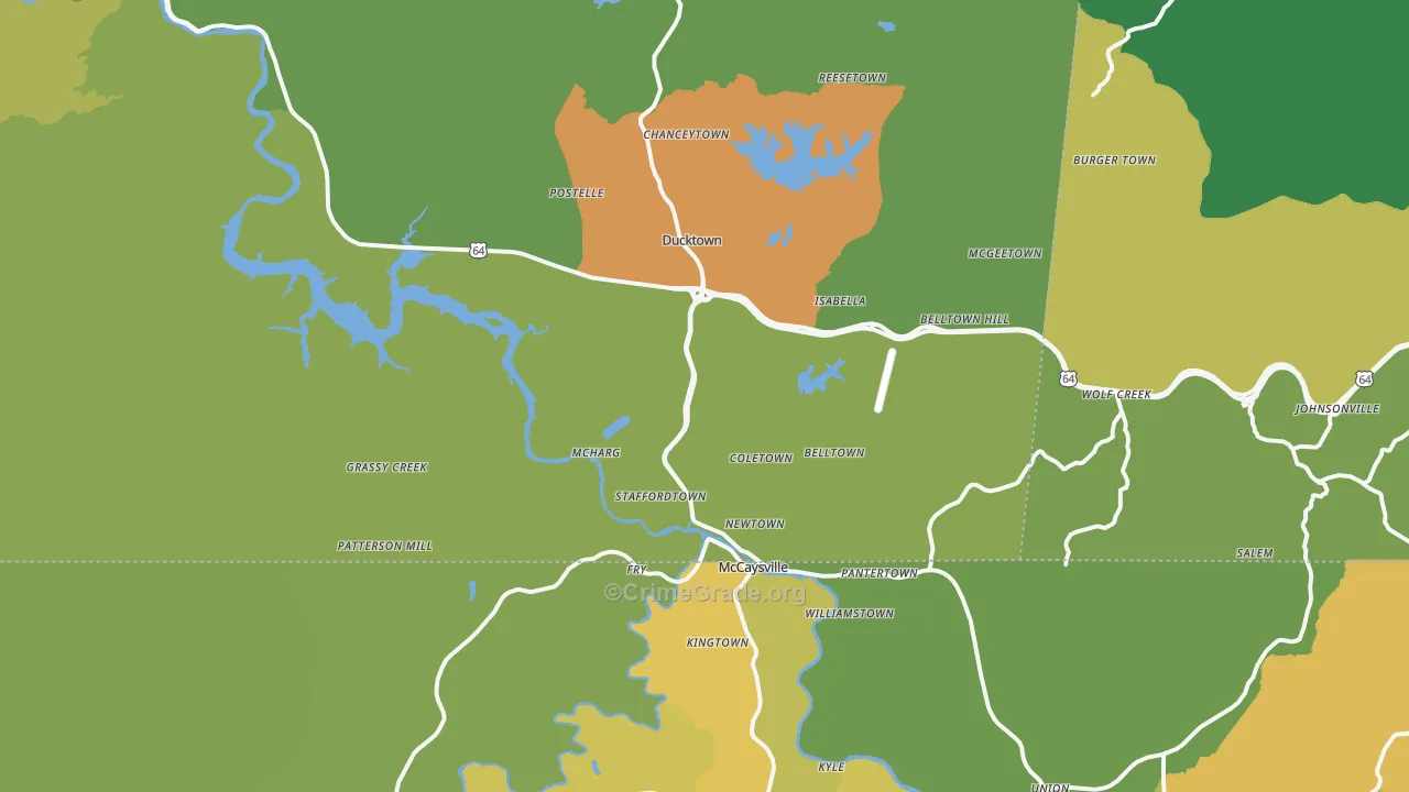 Copperhill, TN Map of Assault Rates