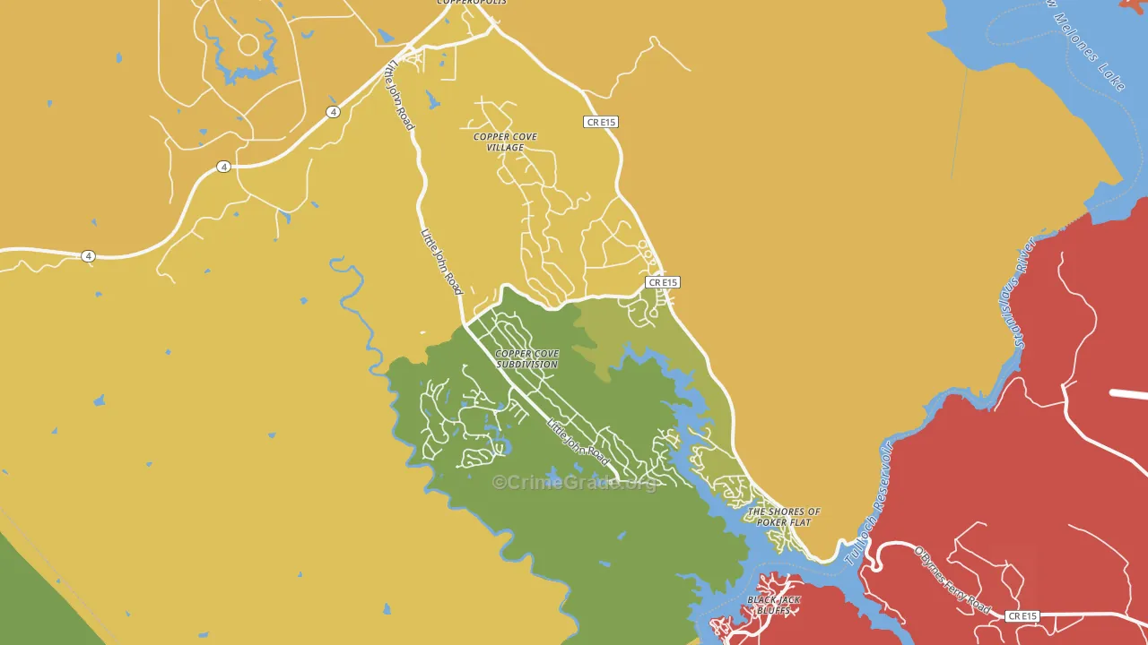 Copperopolis, CA Map of Assault Rates