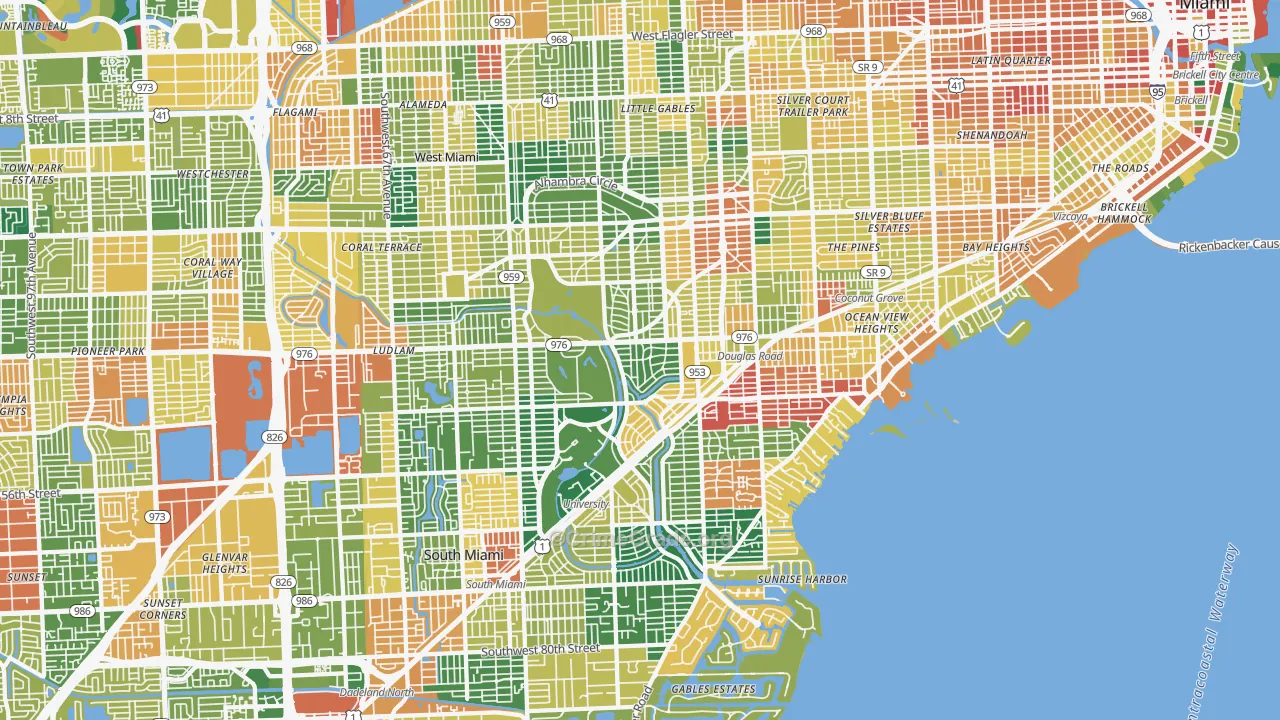 Coral Gables, FL Map of Assault Rates