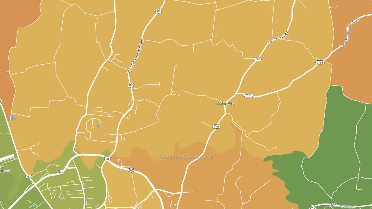 Coral Hill, KY Map of Assault Rates