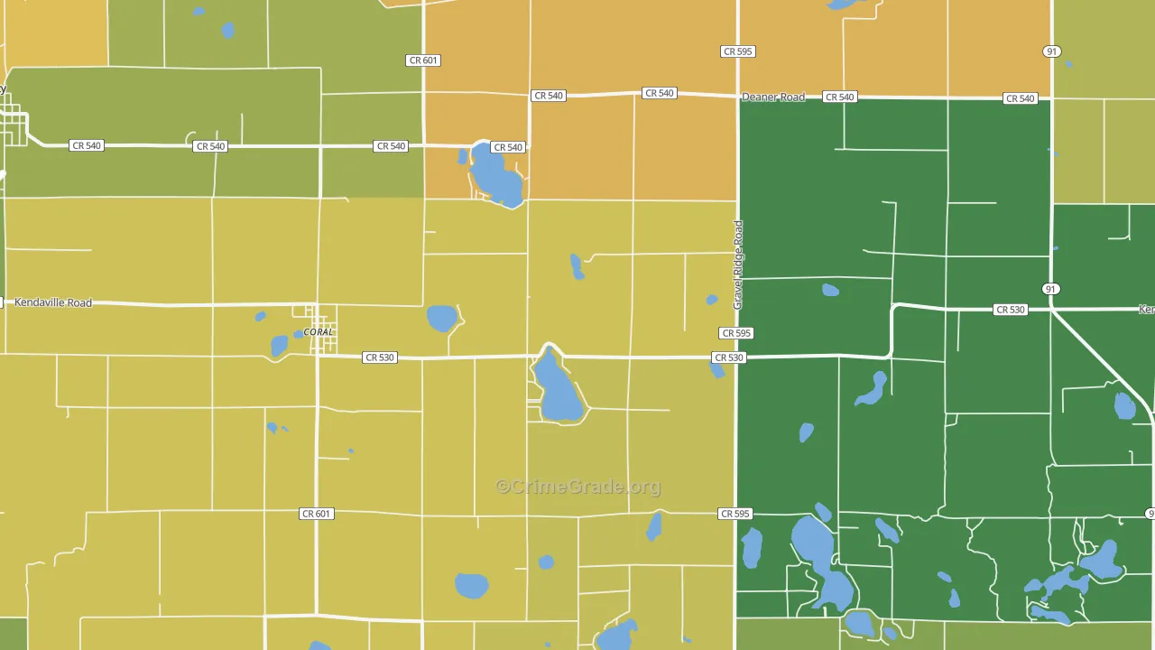 Coral, MI Map of Assault Rates