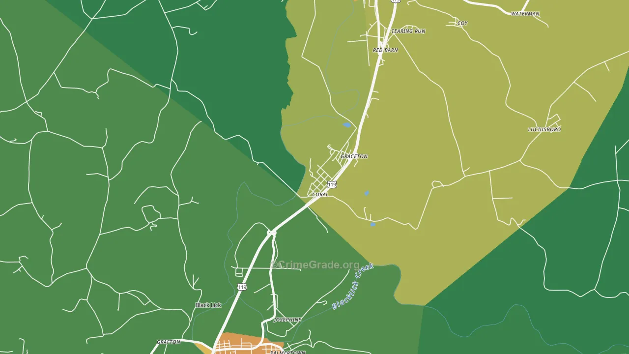 Coral, PA Map of Assault Rates