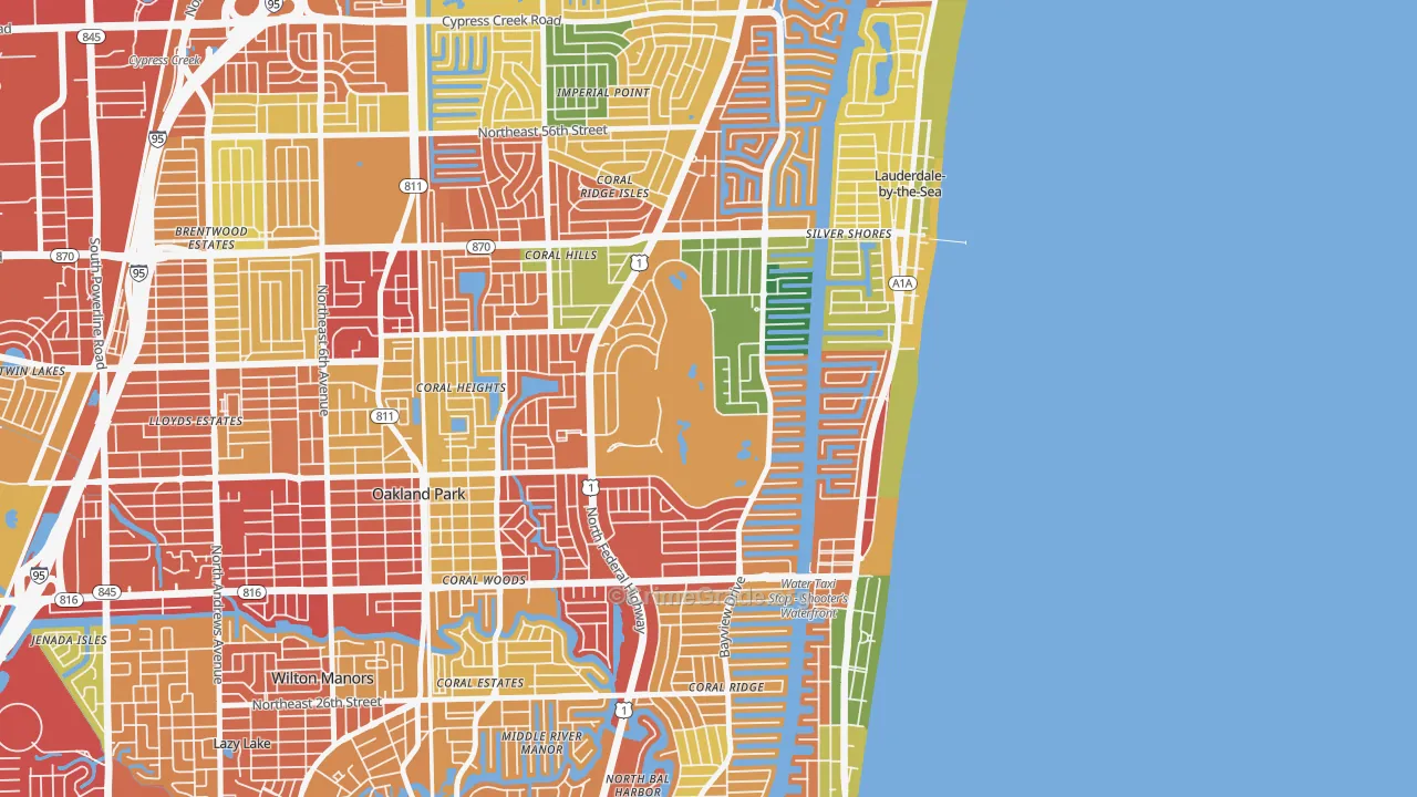 Coral Ridge Country Club Estates, Fort Lauderdale, FL Map of Assault Rates