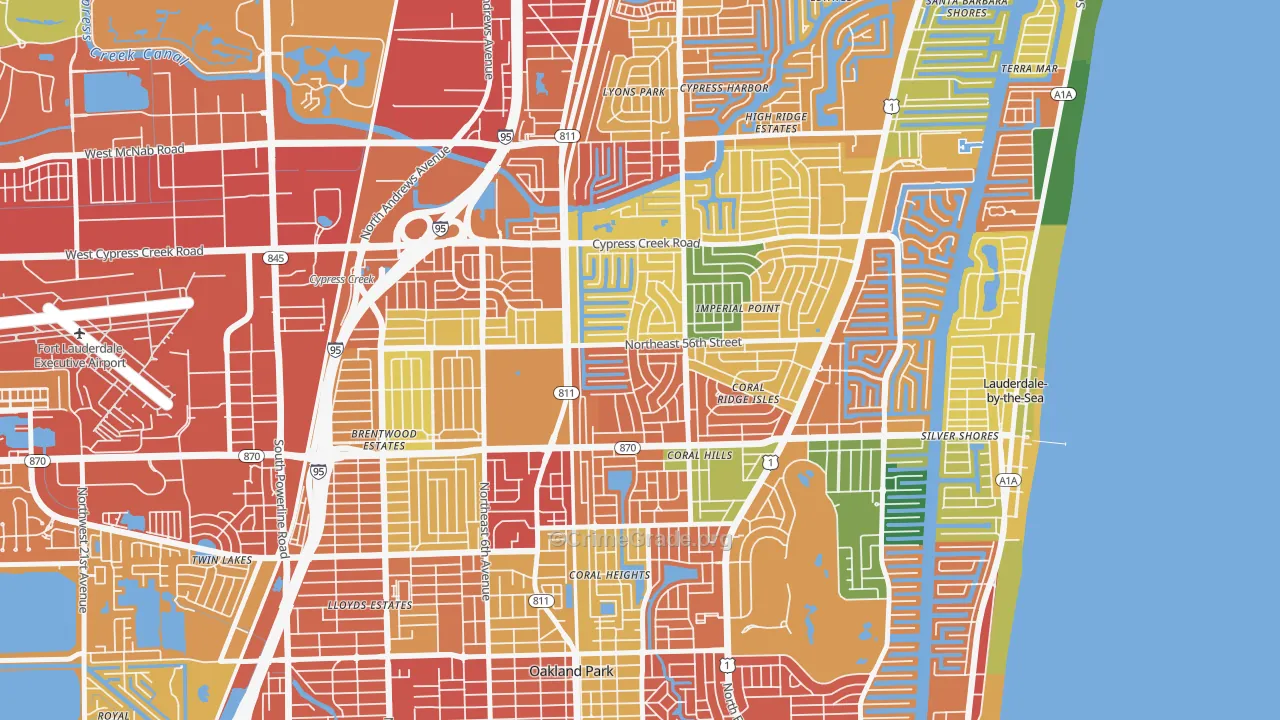 Coral Ridge Isles, Fort Lauderdale, FL Map of Assault Rates
