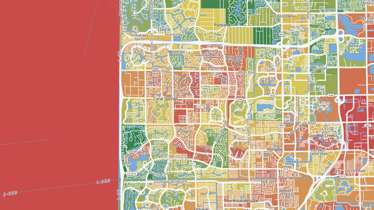 Coral Springs, FL Map of Assault Rates