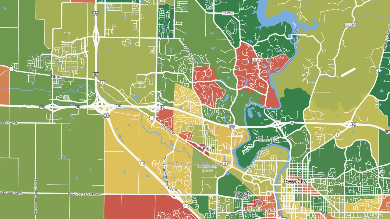 Coralville, IA Map of Assault Rates
