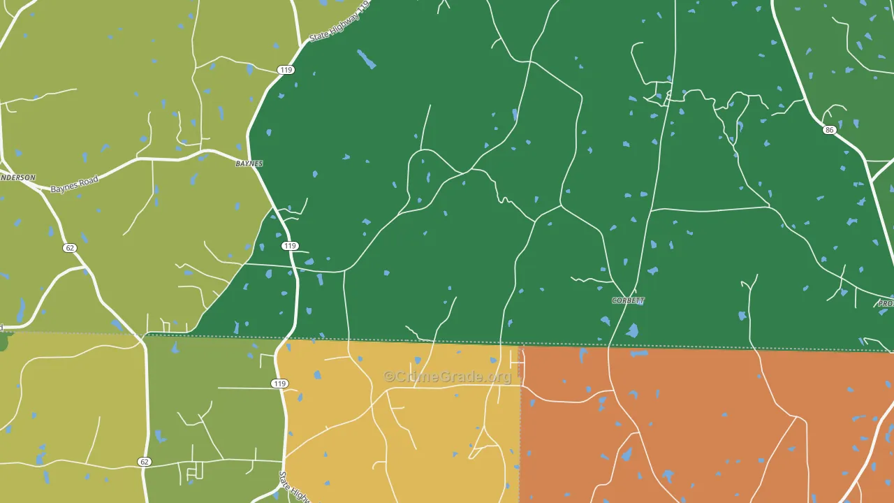 Corbett, NC Map of Assault Rates