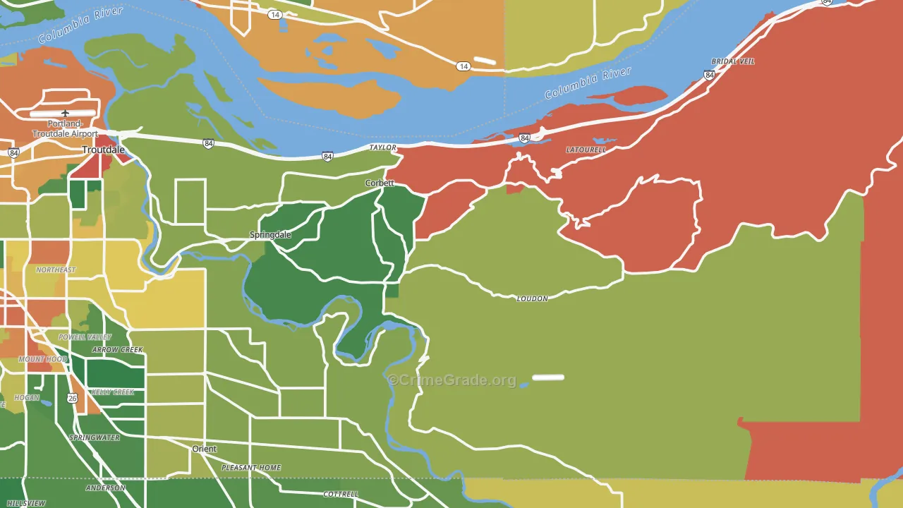 Corbett, OR Map of Assault Rates