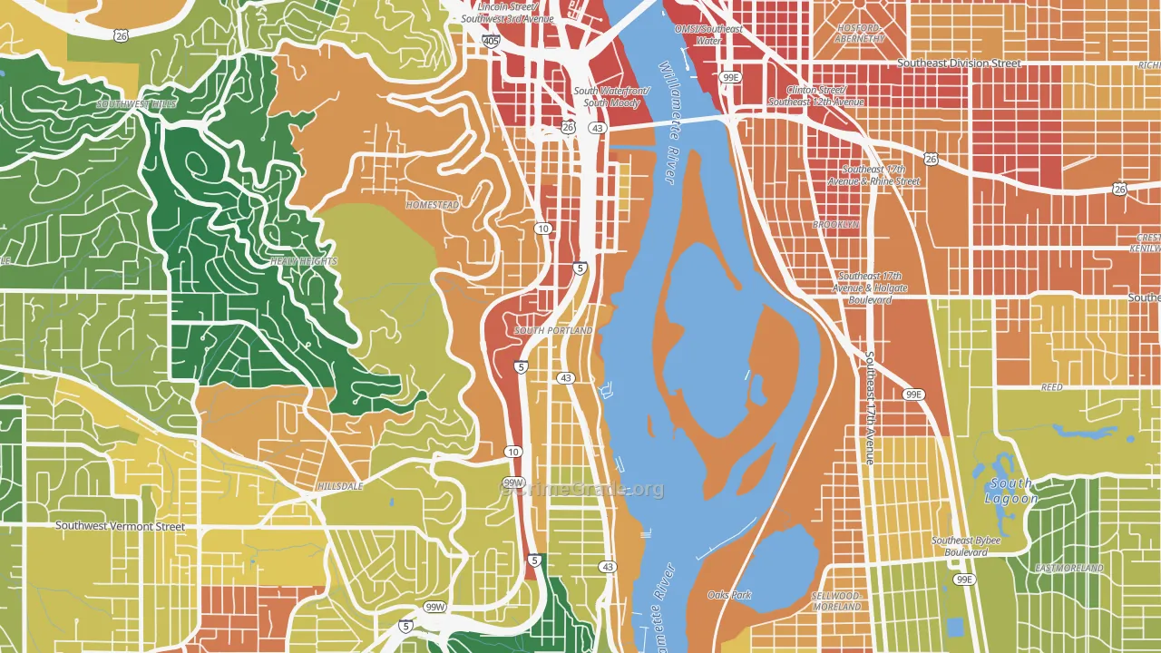 Corbett-Terwilliger-Lair Hill, Portland, OR Map of Assault Rates