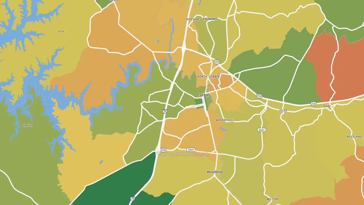 Corbin, KY Map of Assault Rates