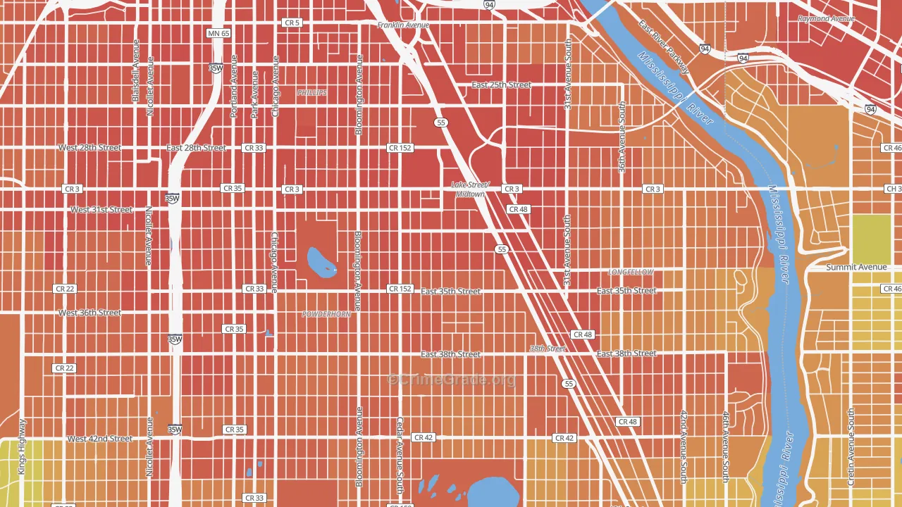 Corcoran, Minneapolis, MN Map of Assault Rates
