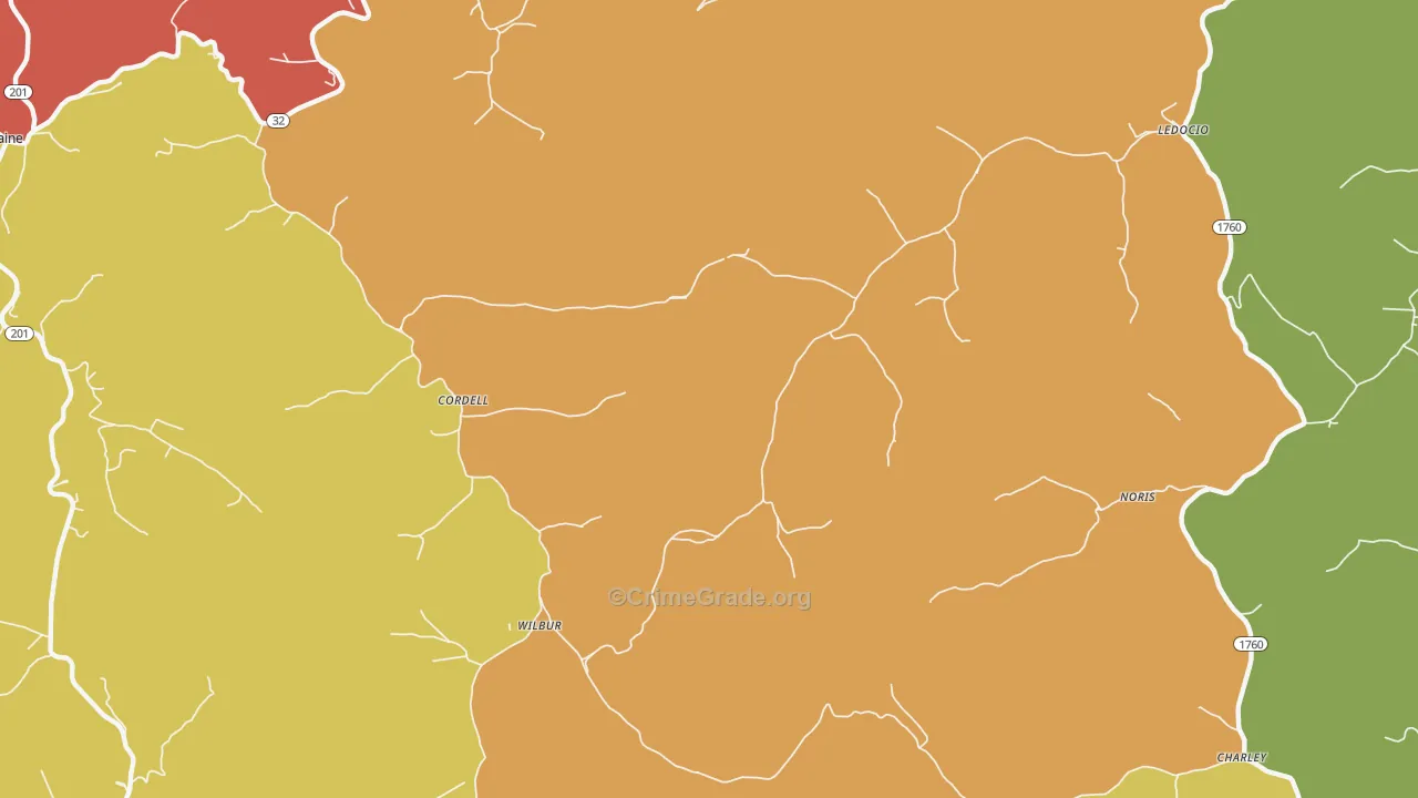 Cordell, KY Map of Assault Rates