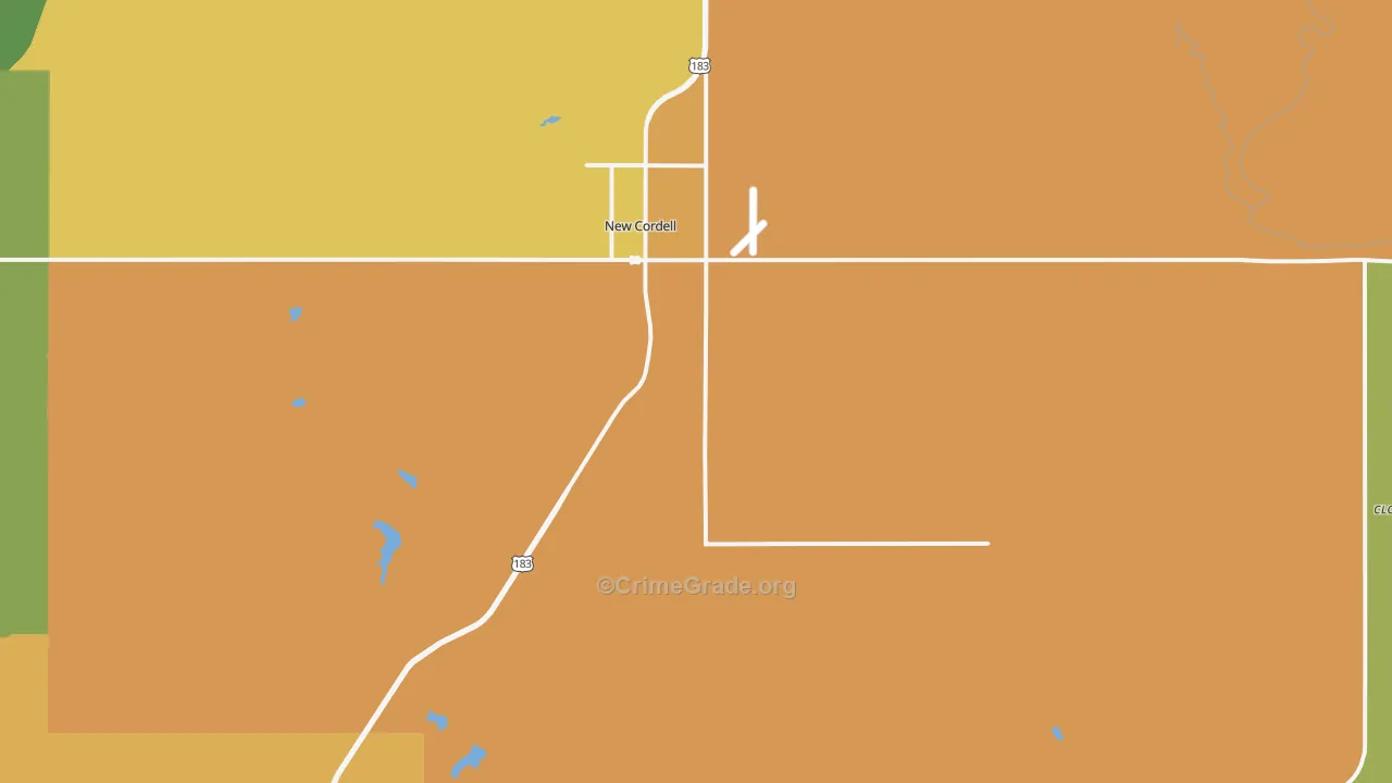 Cordell, OK Map of Assault Rates