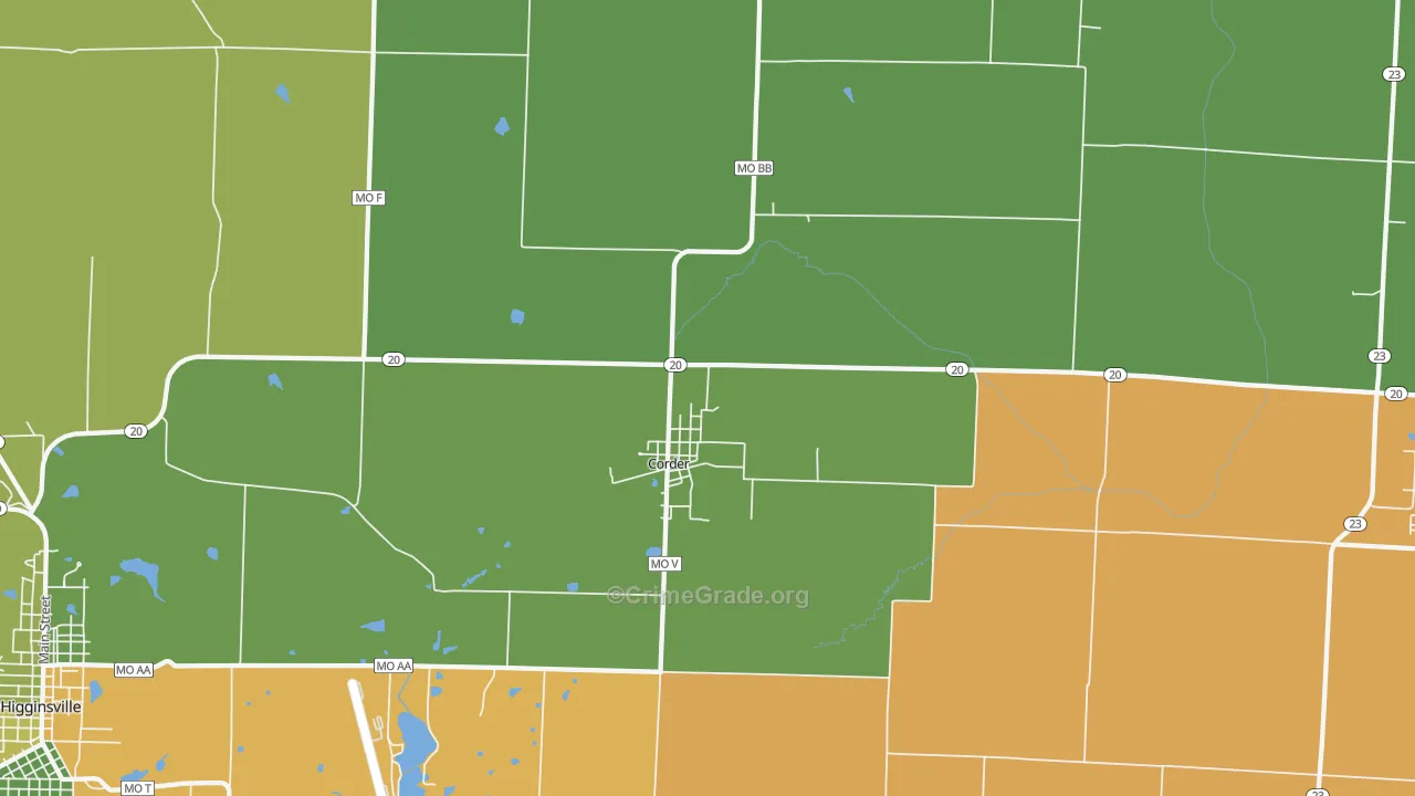Corder, MO Map of Assault Rates