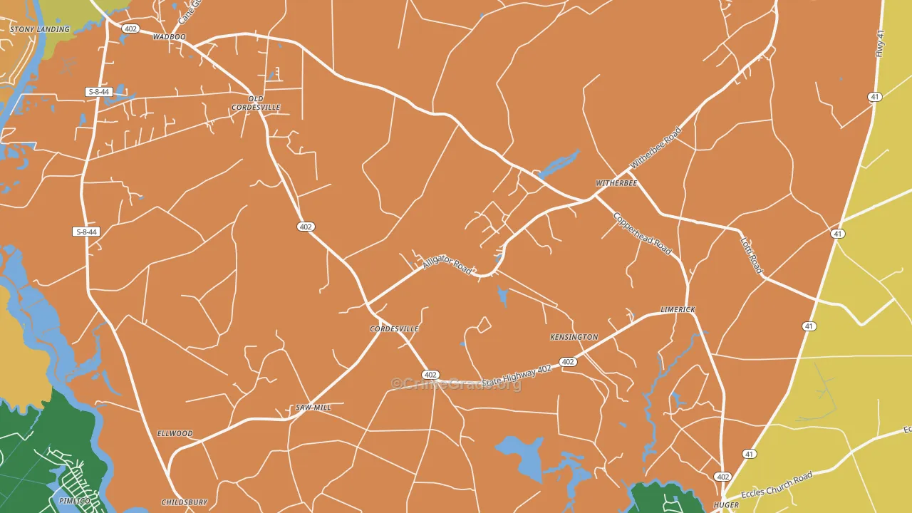 Cordesville, SC Map of Assault Rates