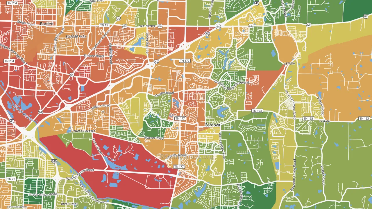 Cordova-Appling, Cordova, TN Map of Assault Rates