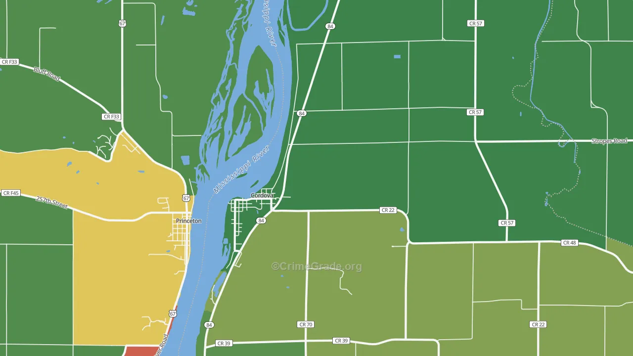 Cordova, IL Map of Assault Rates