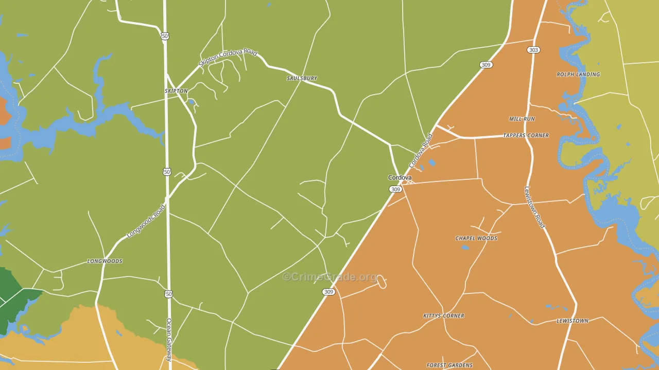Cordova, MD Map of Assault Rates