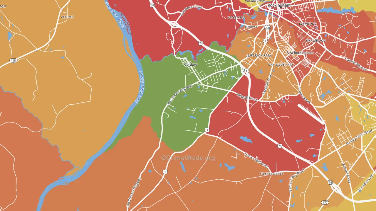 Cordova, NC Map of Assault Rates