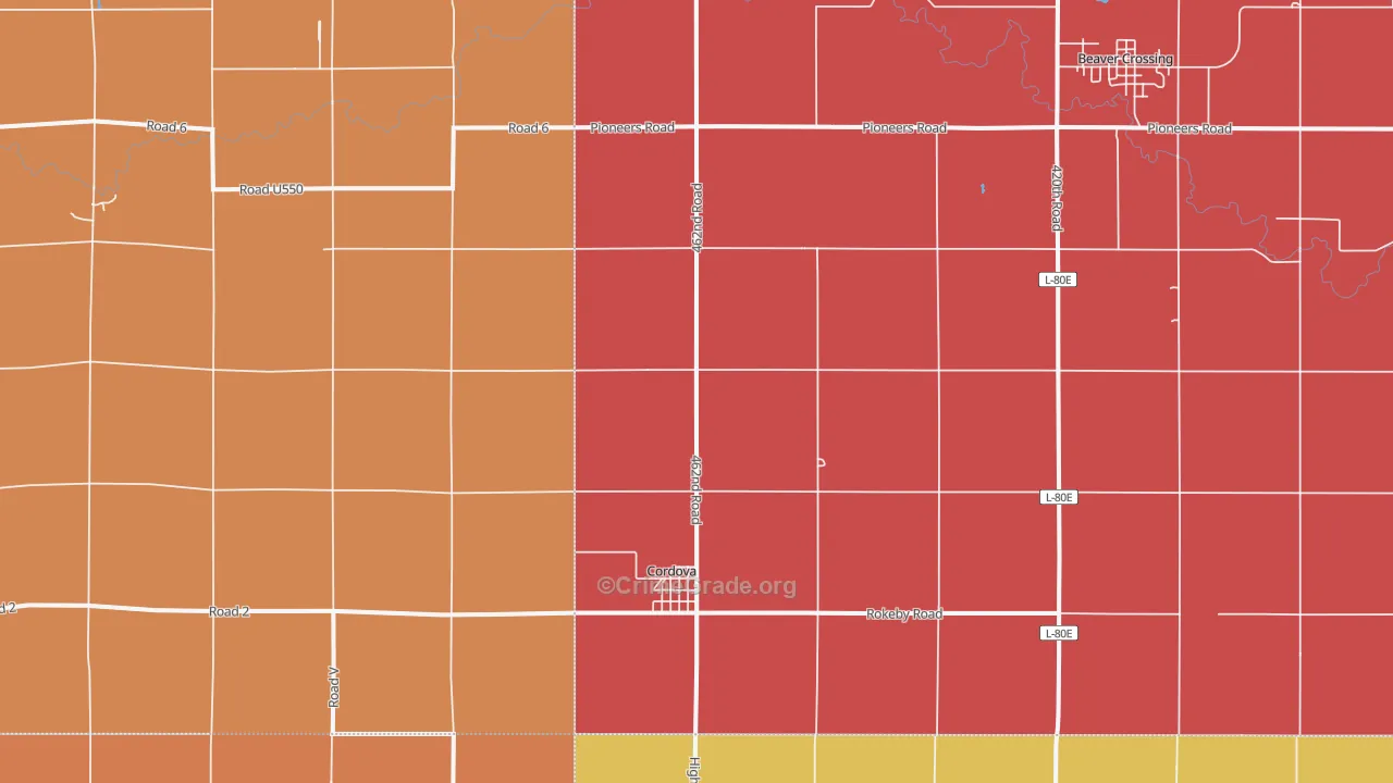 Cordova, NE Map of Assault Rates