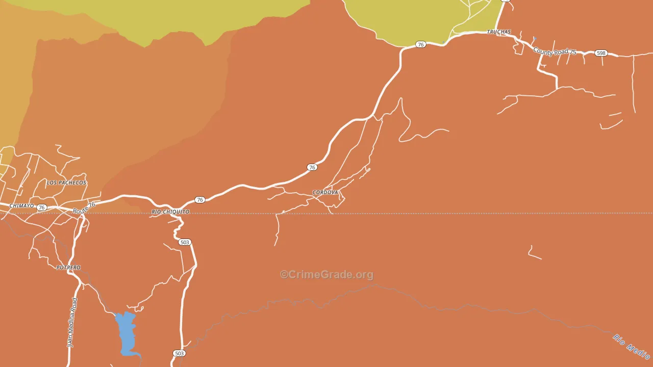 Cordova, NM Map of Assault Rates