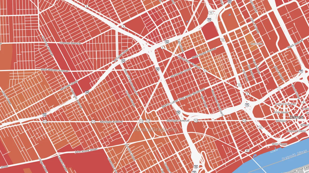 Core City, Detroit, MI Map of Assault Rates