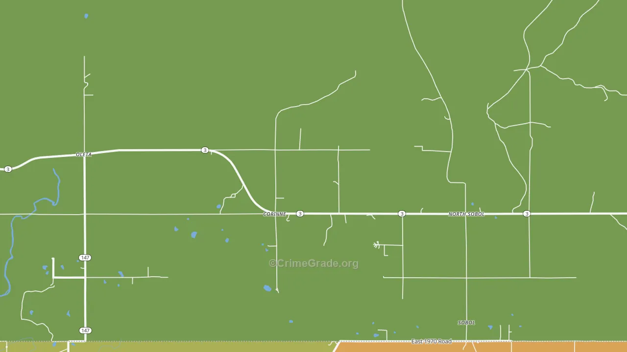 Corinne, OK Map of Assault Rates